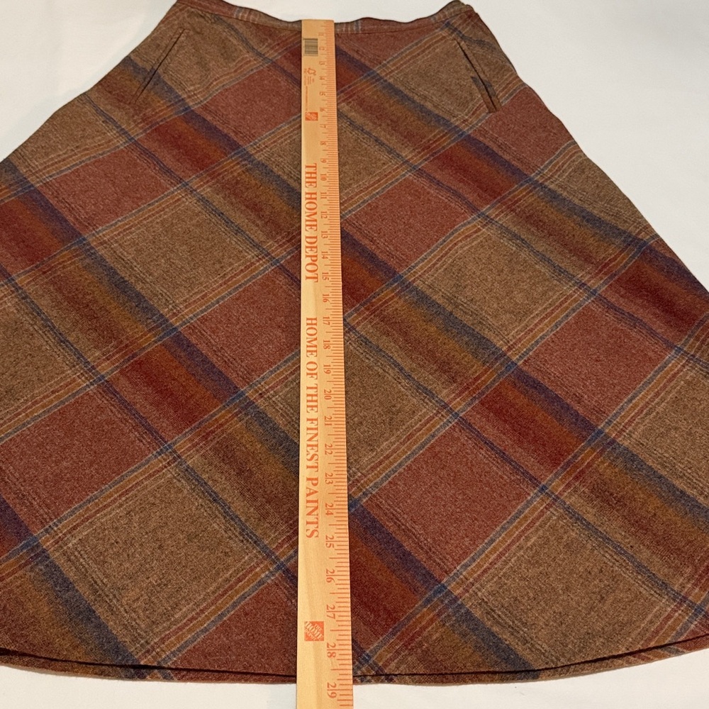 Pendleton A-Line Plaid Midi Skirt in Brown and Orange 100% Wool 6 - Picture 2 of 6